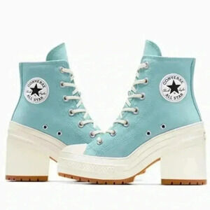 😍 NWOT 😍 Converse Chuck 70 De Luxe Heel, Turquoise/White, Women's 8/Men's 6
